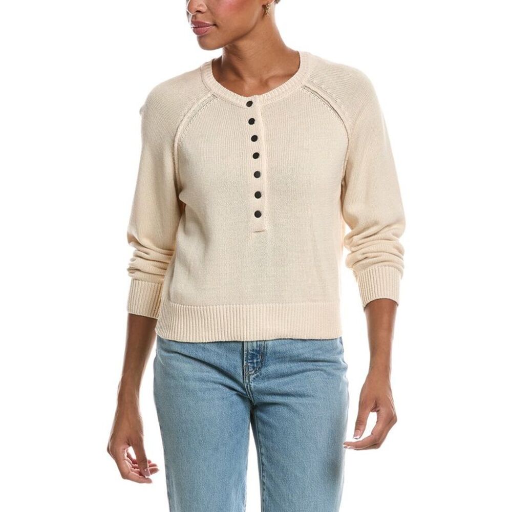 Rd Style Womens  Akleja Long Raglan Sleeve Henley Neck Pullover, White